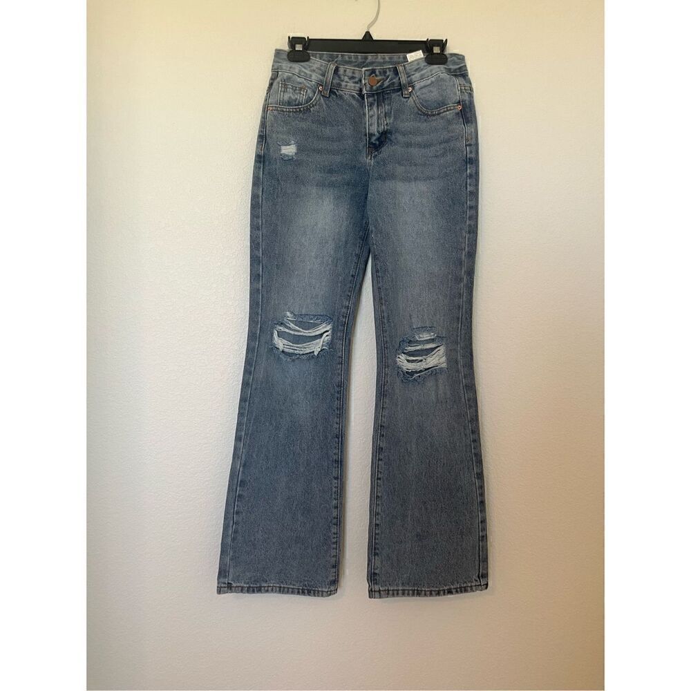 Shein Women's Distressed High Waisted Bootcut Jeans NEW